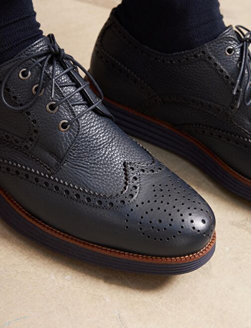 Hakiki Deri Erkek Lacivert Bağcıklı Günlük Ayakkabı - Görsel 4