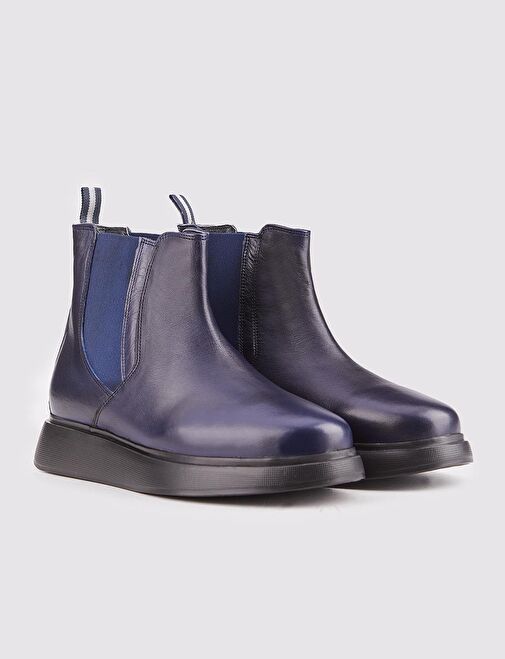 Hakiki Deri Light Eva Tabanlı Lacivert Erkek Günlük Bot - Görsel 3