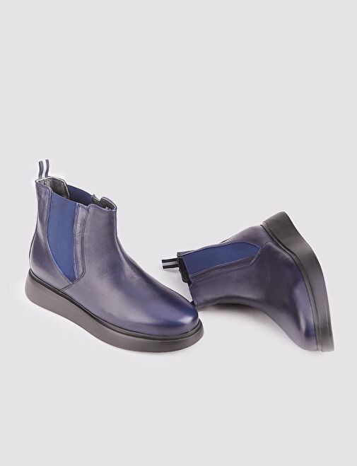 Hakiki Deri Light Eva Tabanlı Lacivert Erkek Günlük Bot - Görsel 5