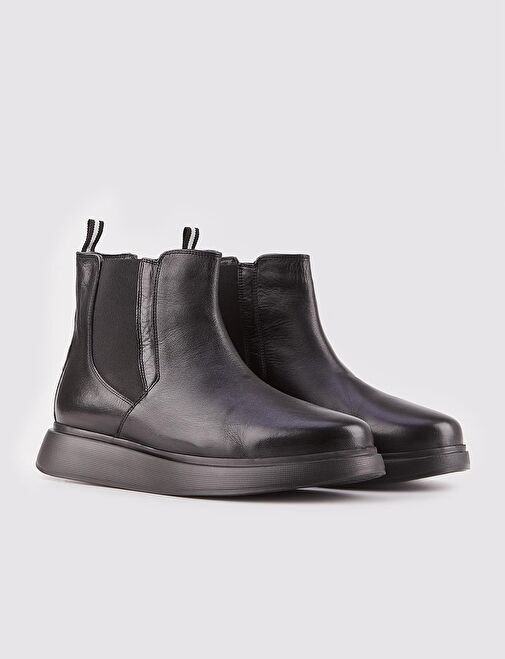 Hakiki Deri Erkek Günlük Siyah Bot - Görsel 3