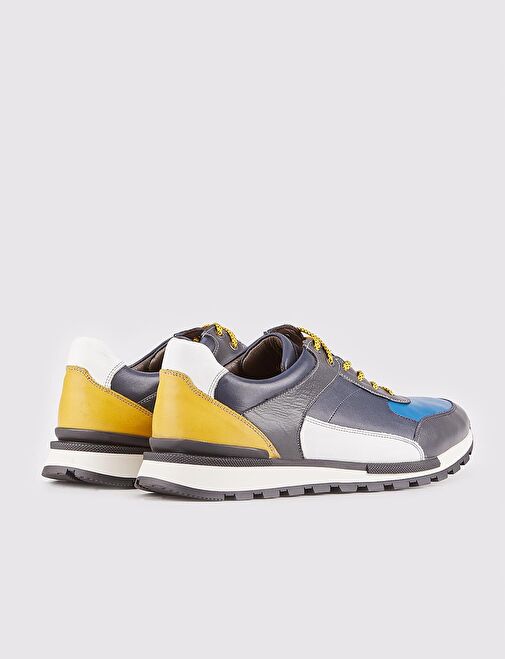 Hakiki Deri Gri Bağcıklı Erkek Spor Ayakkabı - Görsel 3