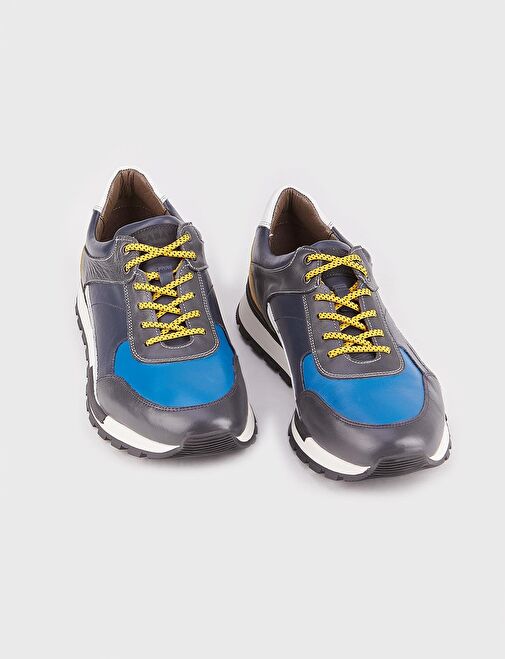 Hakiki Deri Gri Bağcıklı Erkek Spor Ayakkabı - Görsel 4