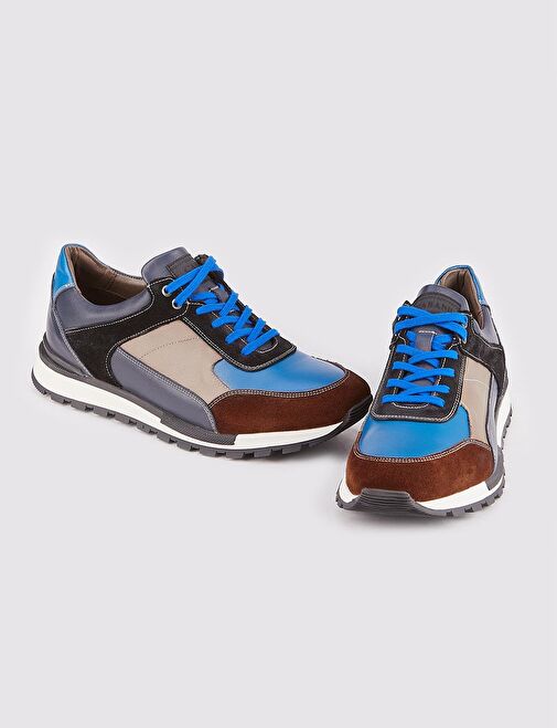 Light Termo Tabanlı Hakiki Deri Lacivert Bağcıklı Erkek Spor Ayakkabı - Görsel 4