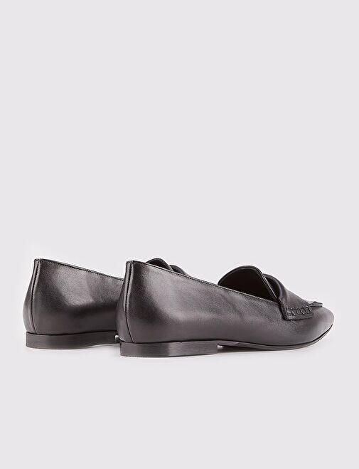 Hakiki Deri Siyah Kadın Düz Ayakkabı - Görsel 4