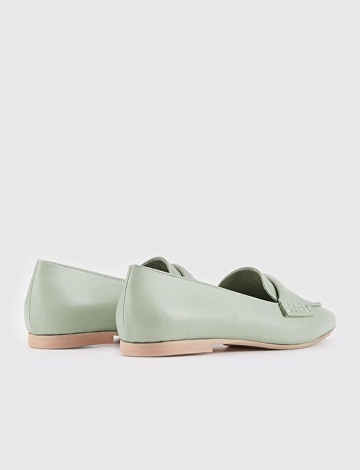 Hakiki Deri Yeşil Kadın Düz Ayakkabı - Görsel 4