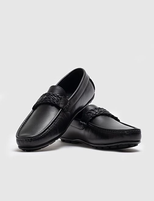Hakiki Deri Siyah Tokalı Erkek Loafer - Görsel 5