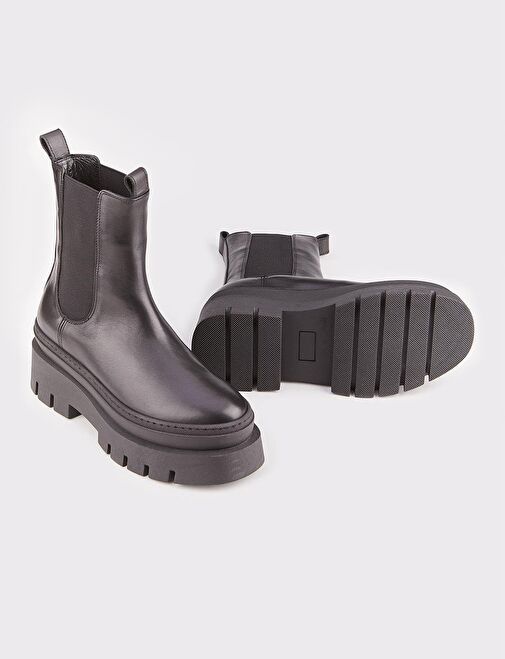 Kadın Siyah Hakiki Deri Günlük Bot - Görsel 5