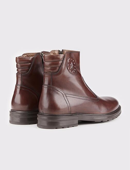 Hakiki Deri Kahverengi Fermuarlı Erkek Günlük Bot - Görsel 4