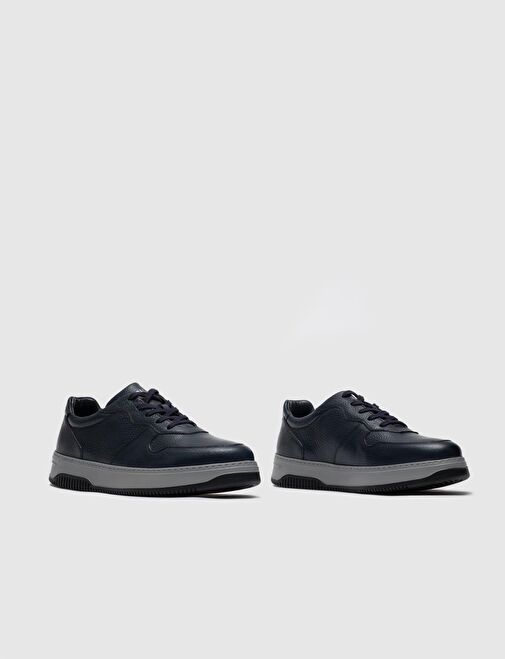 Hakiki Deri Lacivert Bağcıklı Erkek Spor Ayakkabı - Görsel 6