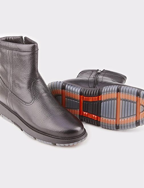 Erkek Hakiki Deri Kauçuk Tabanlı Siyah Fermuarlı Günlük Bot - Görsel 5