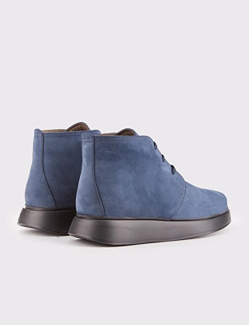 Hakiki Deri Lacivert Bağcıklı Erkek Günlük Bot - Görsel 4