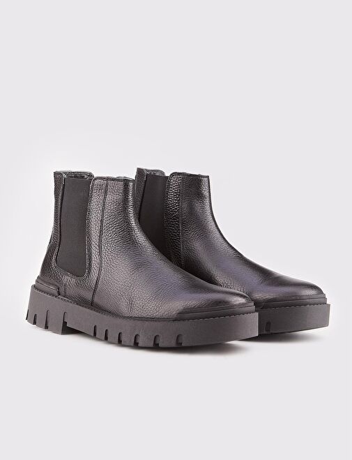 Hakiki Deri Siyah Erkek Günlük Bot - Görsel 3