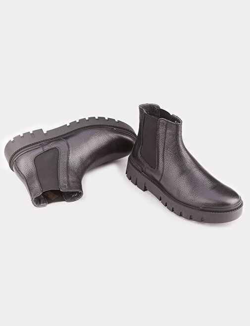 Hakiki Deri Siyah Erkek Günlük Bot - Görsel 5