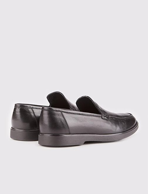 Hakiki Deri Kauçuk Tabanlı Siyah Erkek Günlük Ayakkabı - Görsel 4