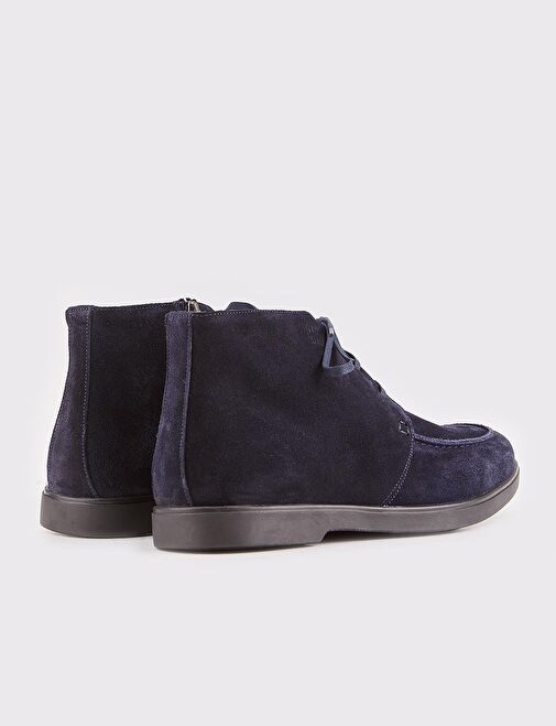 Süet Hakiki Deri Lacivert Fermuarlı Erkek Günlük Bot - Görsel 4