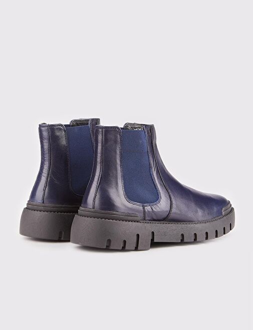 Hakiki Deri Lacivert Erkek Günlük Bot - Görsel 4