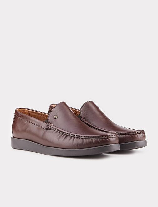 Dikiş Detaylı Hakiki Deri Kahverengi Günlük Ayakkabı - Görsel 3