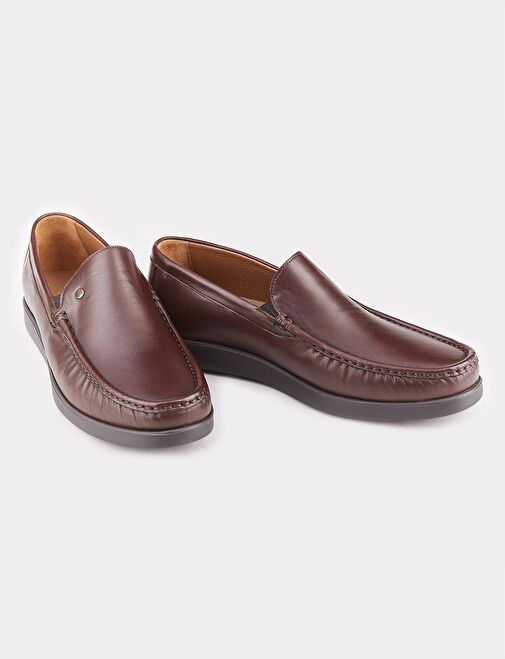 Dikiş Detaylı Hakiki Deri Kahverengi Günlük Ayakkabı - Görsel 5