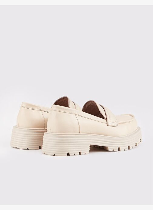 Hakiki Deri Bej Kadın Günlük Ayakkabı - Görsel 4