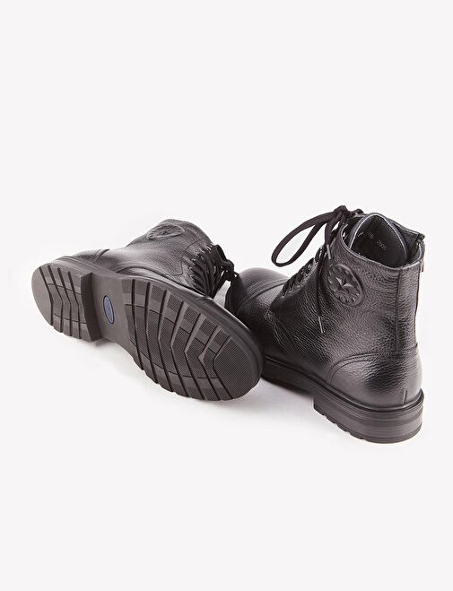 Erkek Hakiki Deri Siyah Bağcıklı Fermuarlı Günlük Bot - Görsel 5