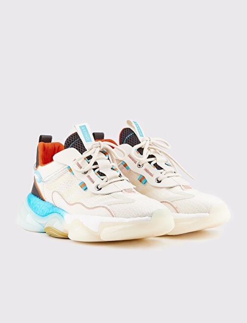 Bej Bağcıklı Erkek Sneaker Spor Ayakkabı - Görsel 3