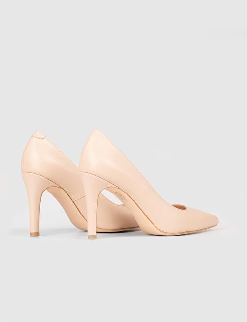 Hakiki Deri Jurdan Tabanlı Bej Kadın İnce Topuklu Stiletto - Görsel 4