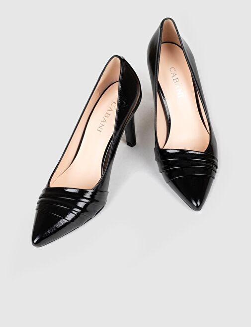 Rugan Hakiki Deri Siyah Kadın İnce Topuklu Stiletto - Görsel 5