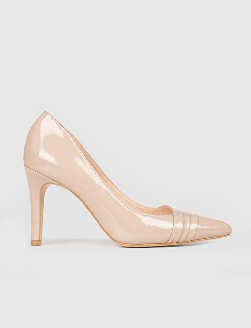 İnce Topuklu Hakiki Deri Bej Kadın Stiletto - Görsel 2