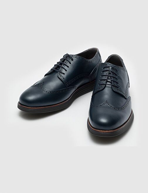 Hakiki Deri Lacivert Bağcıklı Erkek Günlük Ayakkabı - Görsel 5