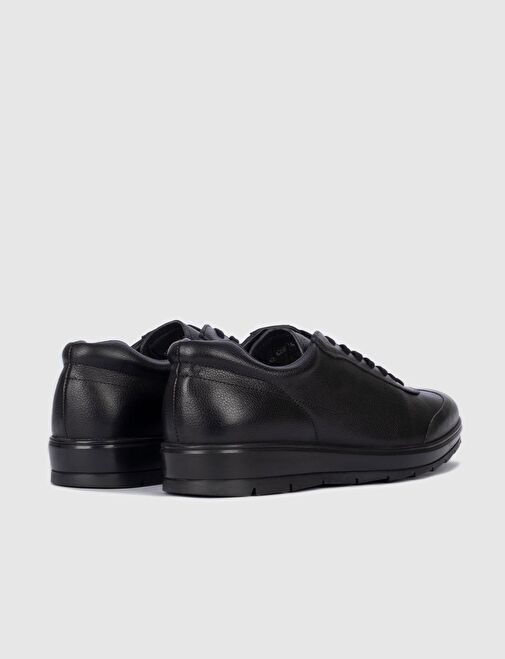 Light Termo Tabanlı Hakiki Deri Siyah Bağcıklı Erkek Günlük Ayakkabı - Görsel 4