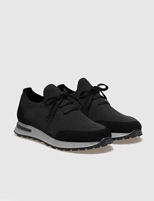 Triko Siyah Bağcıklı Erkek Spor Ayakkabı - Görsel 3