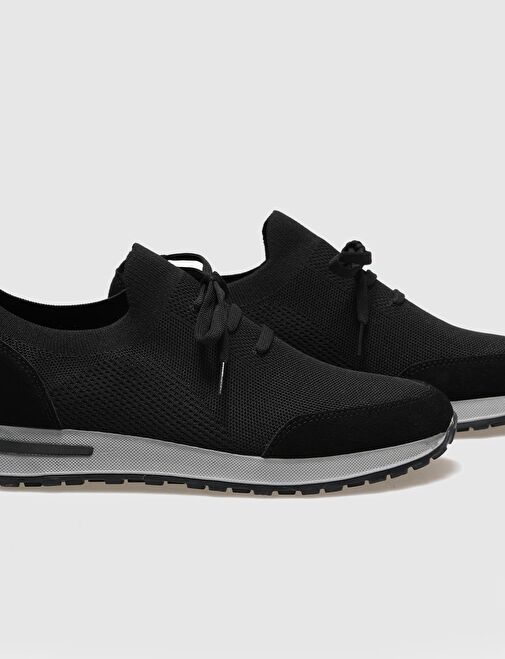 Triko Siyah Bağcıklı Erkek Spor Ayakkabı - Görsel 5