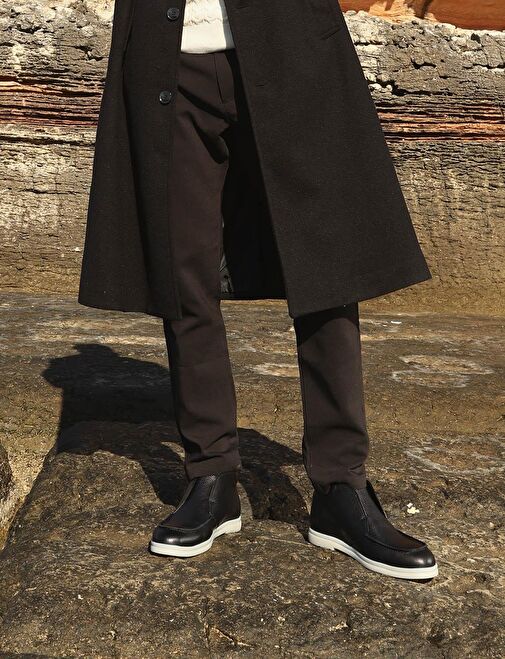 Hakiki Deri Kauçuk Taban Siyah Erkek Günlük Bot - Görsel 6