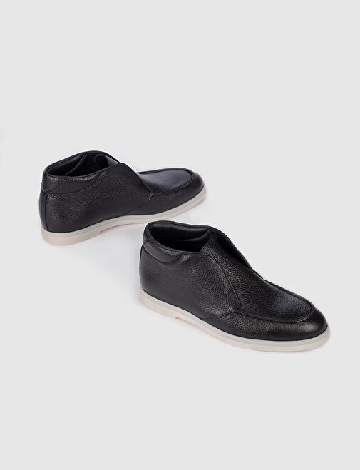 Hakiki Deri Kauçuk Taban Siyah Erkek Günlük Bot - Görsel 5