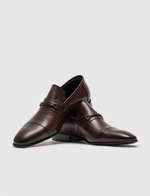 Neolit Tabanlı Hakiki Deri Kahverengi Tokalı Erkek Klasik Ayakkabı - Görsel 5