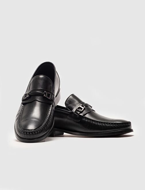 Hakiki Deri Siyah Tokalı Erkek Klasik Ayakkabı - Görsel 5