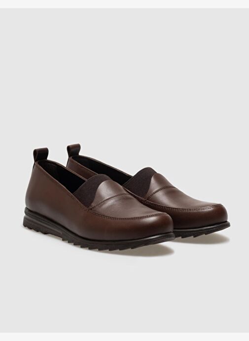 Hakiki Deri Kahverengi Kadın Comfort Ayakkabı - Görsel 3