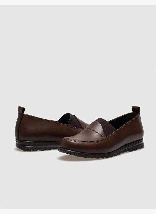 Hakiki Deri Kahverengi Kadın Comfort Ayakkabı - Görsel 5