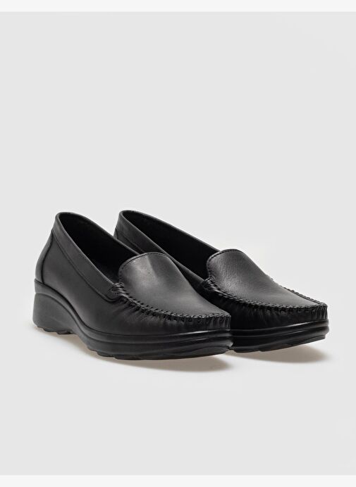 Hakiki Deri Siyah Kadın Comfort Ayakkabı - Görsel 3