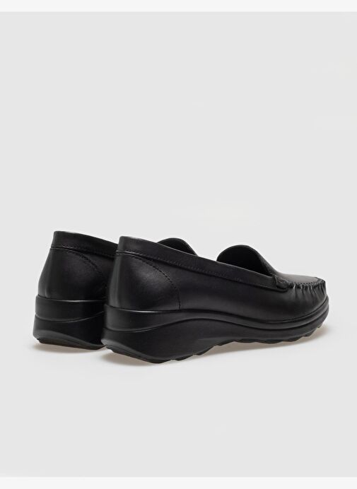 Hakiki Deri Siyah Kadın Comfort Ayakkabı - Görsel 4