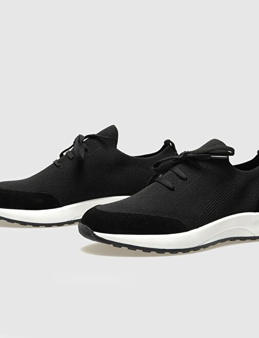 Triko Siyah Bağcıklı Erkek Spor Ayakkabı - Görsel 5