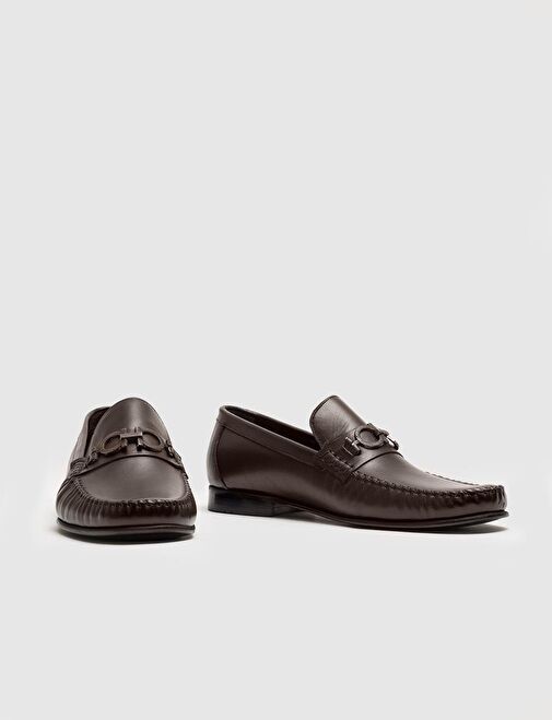 Hakiki Deri Kahverengi Tokalı Erkek Klasik Ayakkabı - Görsel 5