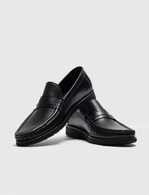 Hakiki Deri Siyah Erkek Günlük Ayakkabı - Görsel 5