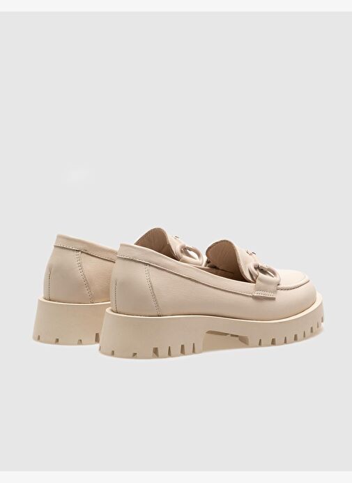 Hakiki Deri Bej Tokalı Kadın Günlük Ayakkabı - Görsel 4