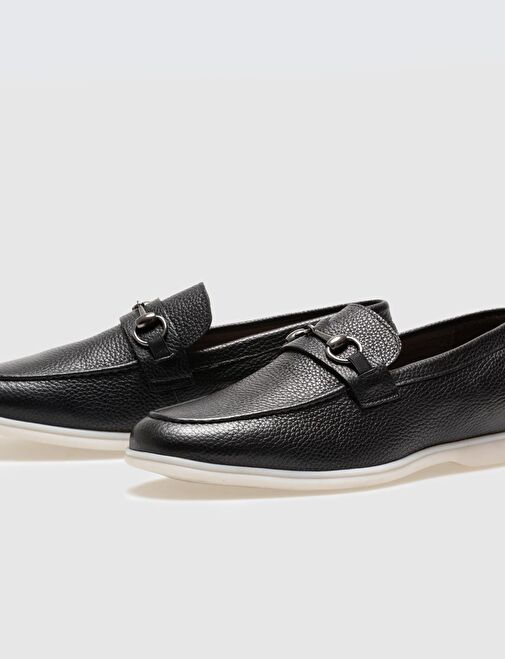 Hakiki Deri Siyah Tokalı Erkek Loafer - Görsel 5
