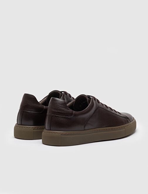 Hakiki Deri Kahverengi Bağcıklı Erkek Spor Ayakkabı - Görsel 4