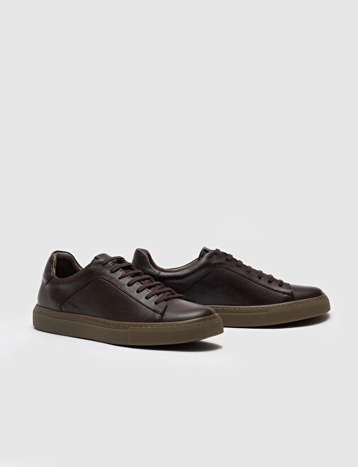 Hakiki Deri Kahverengi Bağcıklı Erkek Spor Ayakkabı - Görsel 5