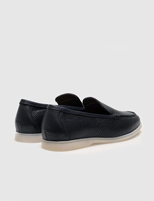 Hakiki Deri Lacivert Erkek Loafer - Görsel 4