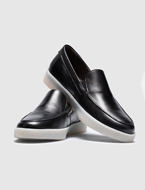 Hakiki Deri Siyah Erkek Günlük Ayakkabı - Görsel 5