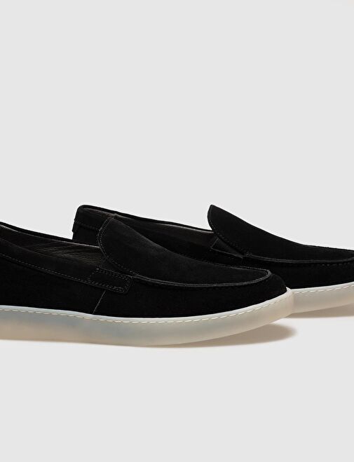 Hakiki Deri Siyah Süet Erkek Günlük Ayakkabı - Görsel 5